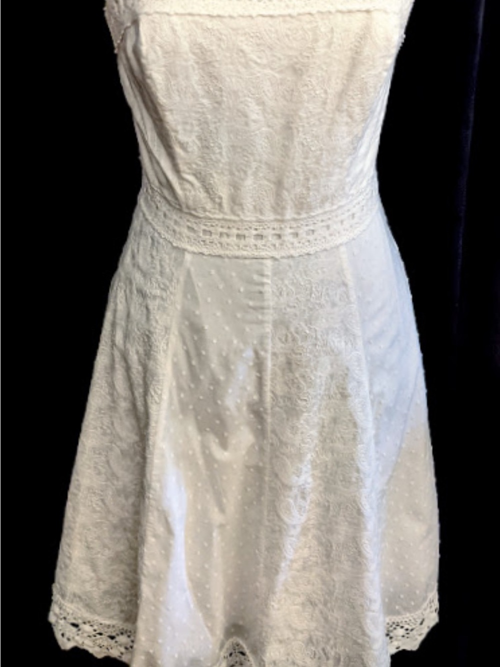 White House Black Market Strapless White Lace Eyelet Dress